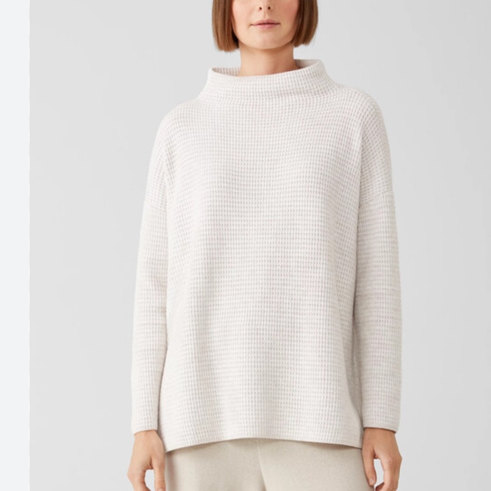 Eileen Fisher Cream Funnel Neck Tunic ladies Large NWT